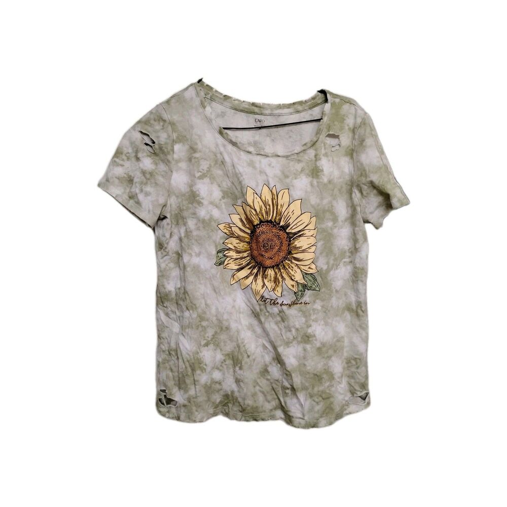 Cato Women's Sunflower Print BOHO Y2K Small Shirt